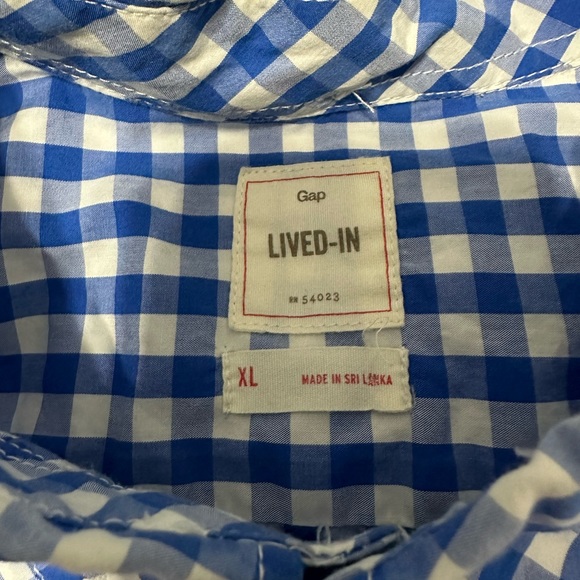 Gap Lived In Blue Checker Buttondown XL - Picture 2 of 2